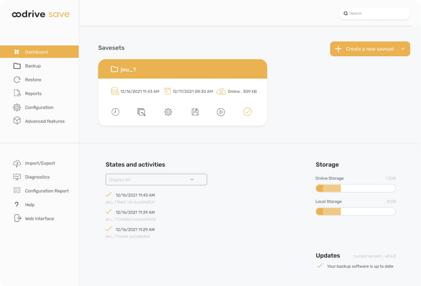 Illustration, interface de la solution Oodrive Save