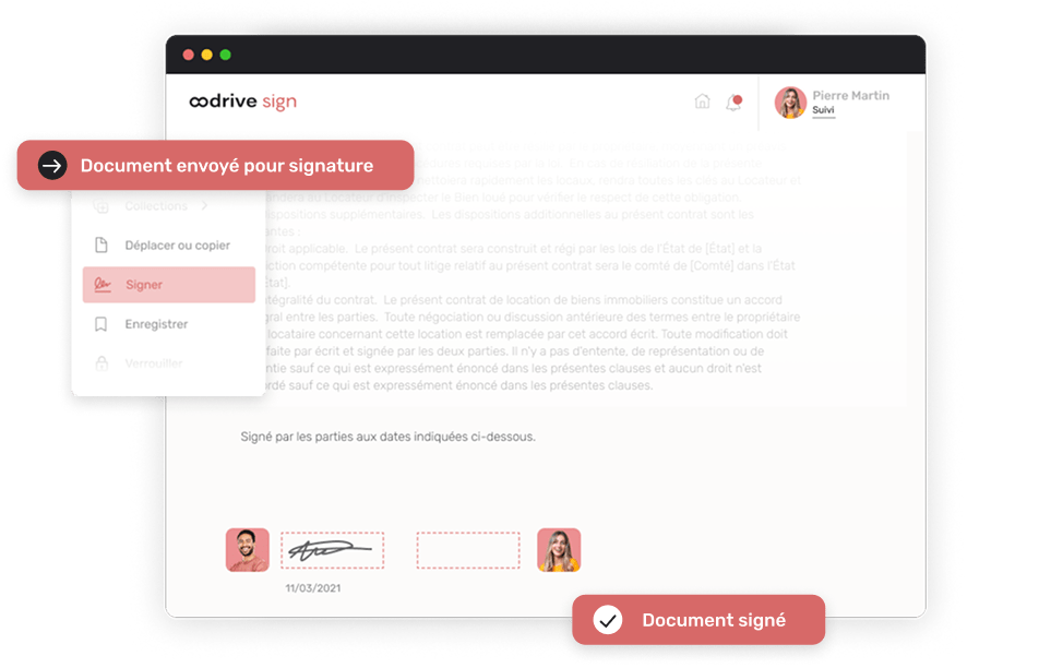 Illustration, interface Oodrive Sign