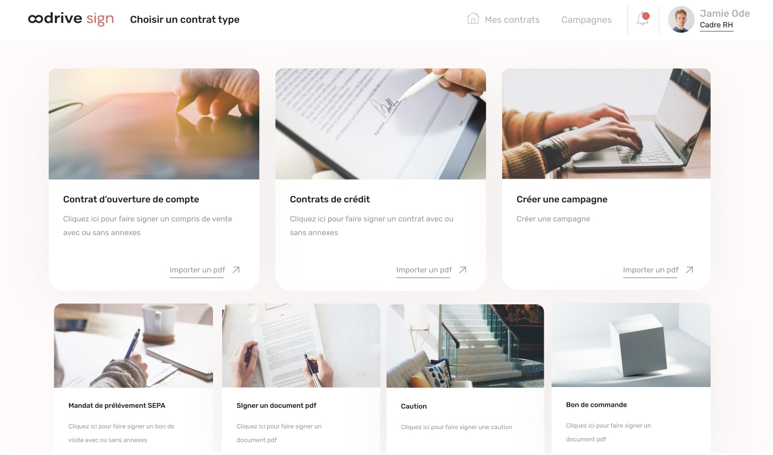 Image, tableau de borad oodrive sign, documents bancaire
